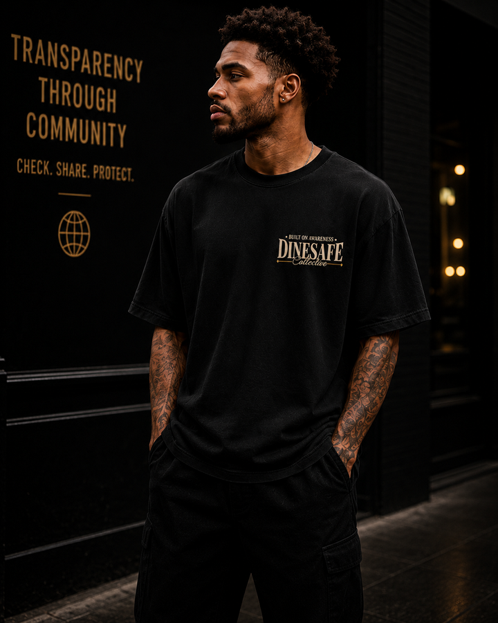 DineSafe Collective Black Stone heavyweight tee
